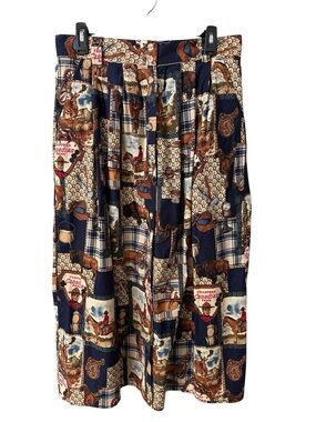 Vintage FSOP Trappers Canadian Park Novelty Midi Skirt Size 14